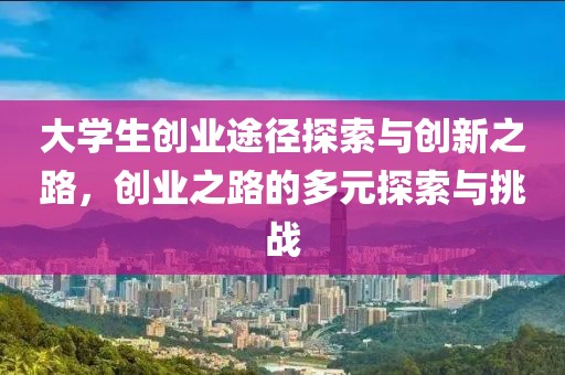 大学生创业途径探索与创新之路，创业之路的多元探索与挑战