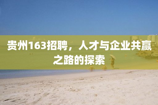 贵州163招聘，人才与企业共赢之路的探索